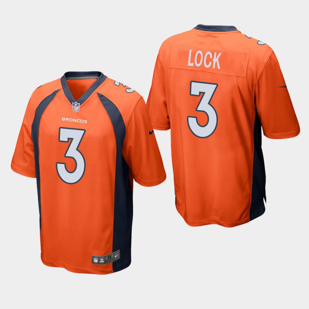 Men's Denver Broncos Orange #3 Drew Lock 2019 NFL Draft Game Jersey